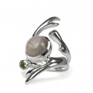 Freesia ring med Rutile quartz og grønne Tourmaliner  thumbnail