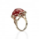 BON BON ROYAL GULLRING  med fasettert rødquartz thumbnail