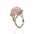 BON BON ROYAL GULLRING med fasettert rosa kvarts thumbnail