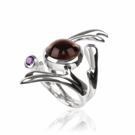 Freesia ring med Smoky quartz