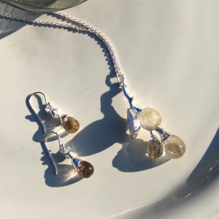 Freesia pendant with Rutile quartz