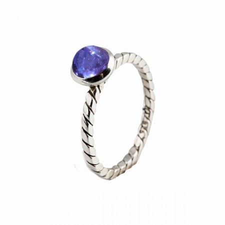 Sukkertopp sølvring med tanzanite
